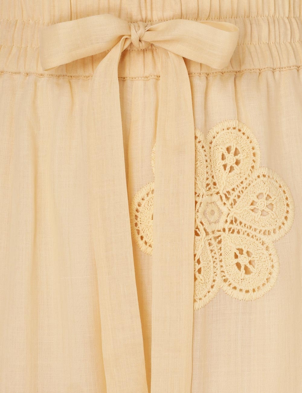 パンツ Zimmermann Acadian Floral-Embroidered Ramie Trousers ZIMMERMANN Acadian floral-embroidered Ramie Trousers