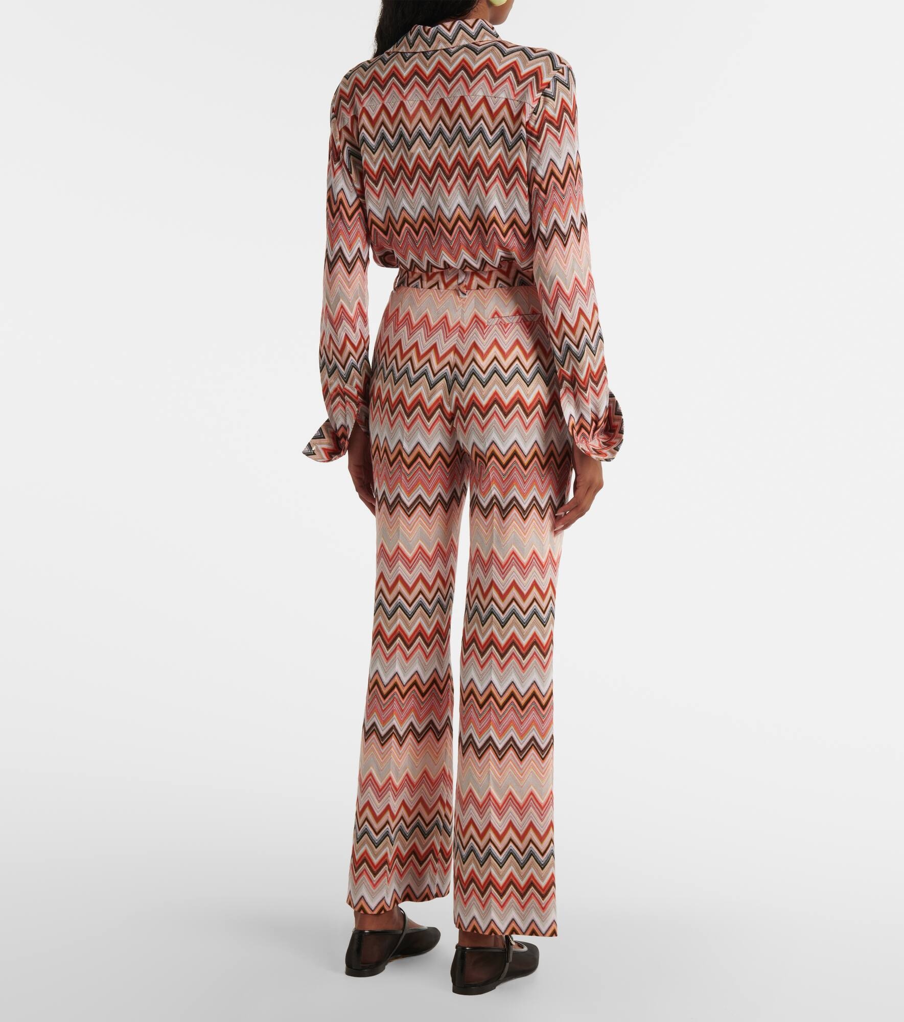 Zigzag cotton-blend straight pants - 3