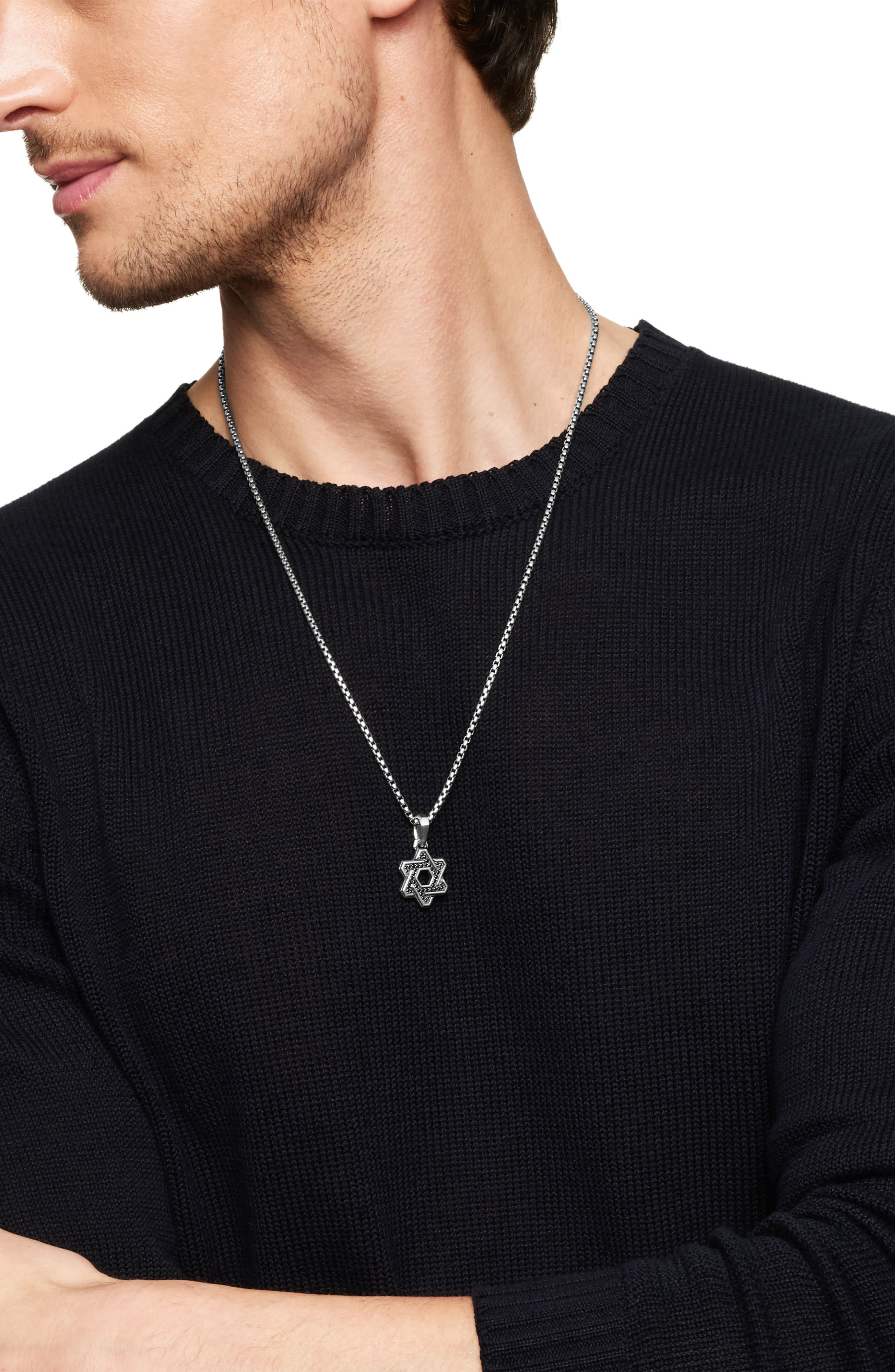 David Yurman Deco Star of David Pendant with Pavé Black Diamonds in Silver/Black Diamond at Nordstro - 2
