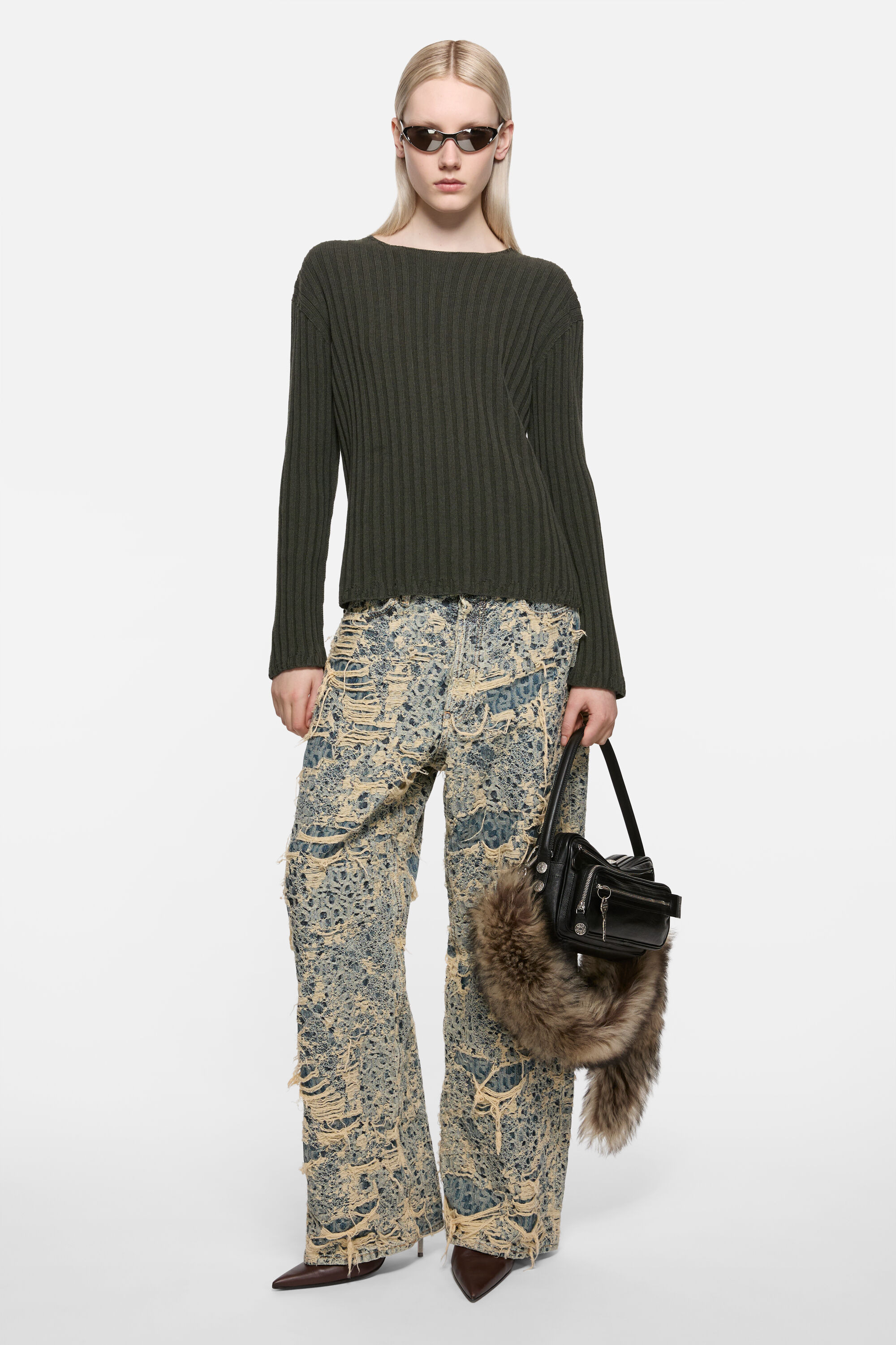 Ribbed crewneck knit - Vintage green - 2