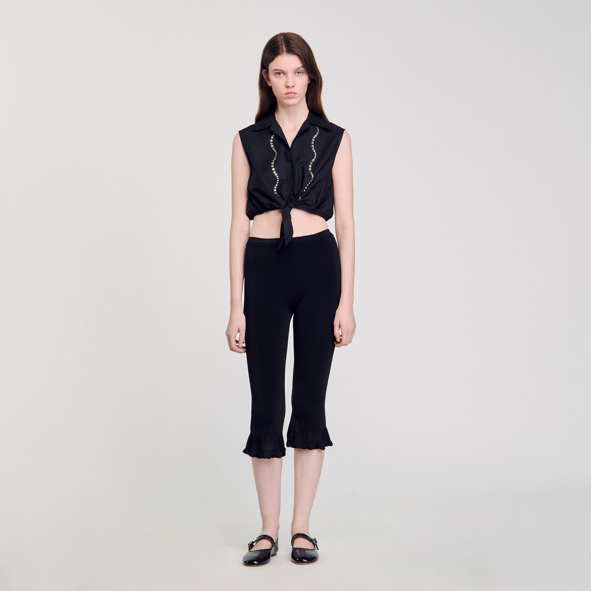 RHINESTONE CROPPED SHIRT - 2