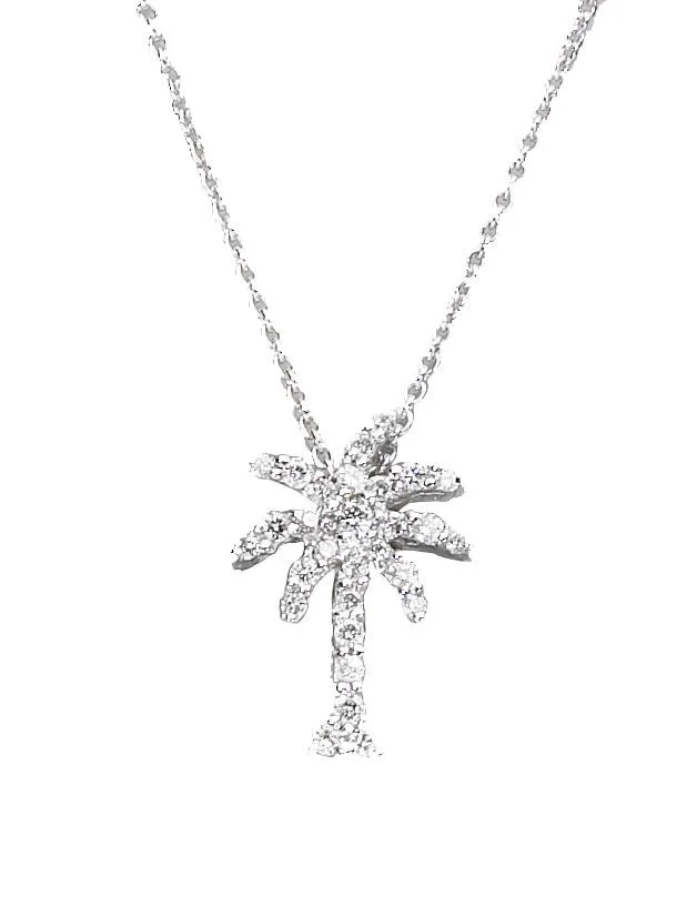 Women's Tiny Treasures 0.17 TCW Diamond & 18K White Gold Palm Tree Pendant Necklace - White Gold - 1