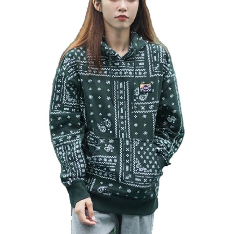 Men's Vans Cashew Pattern Full Print Sports Pullover Green VN0A5H8DCX9 - 3