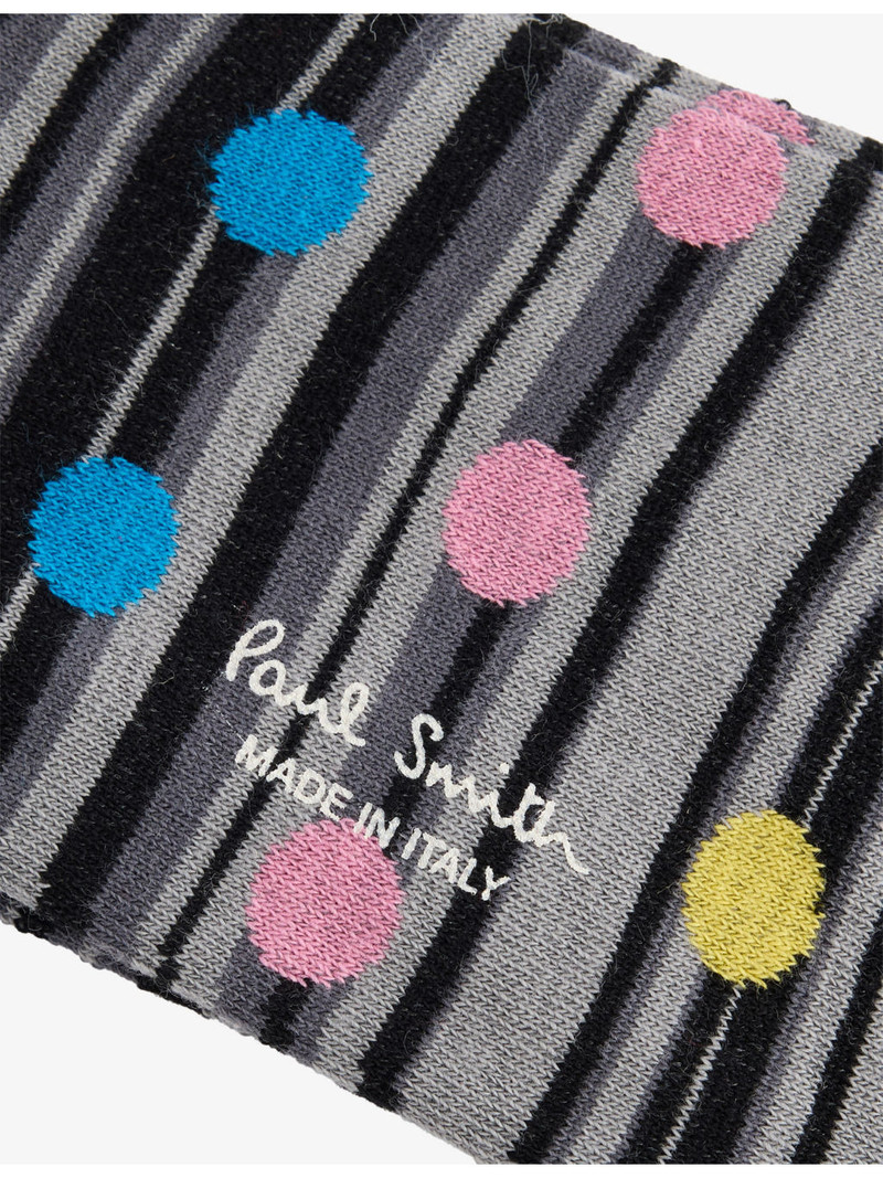 Paul Smith Polka-Dot Striped Stretch Cotton-Blend Socks outlook
