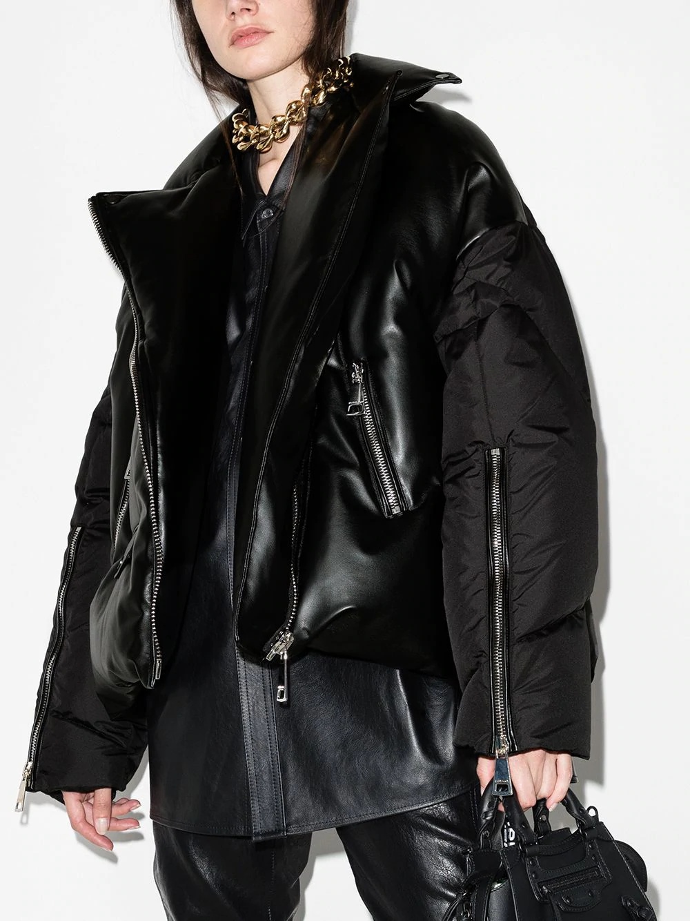 biker-style puffer jacket - 2