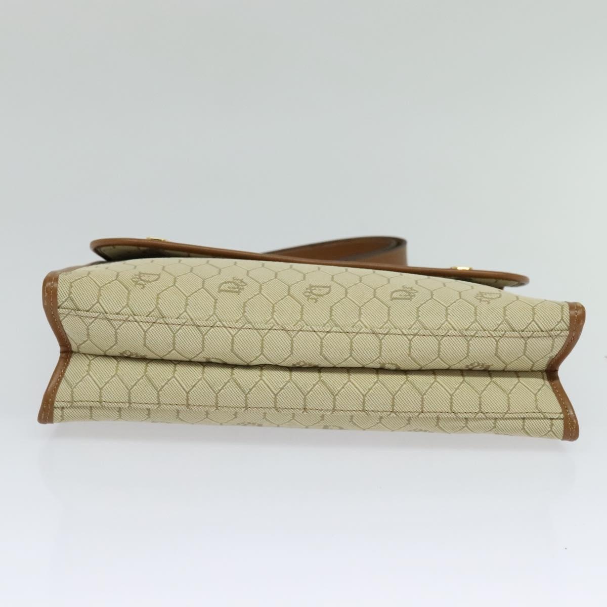 DIOR Honeycomb Canvas Hand Bag Leather Beige - 5