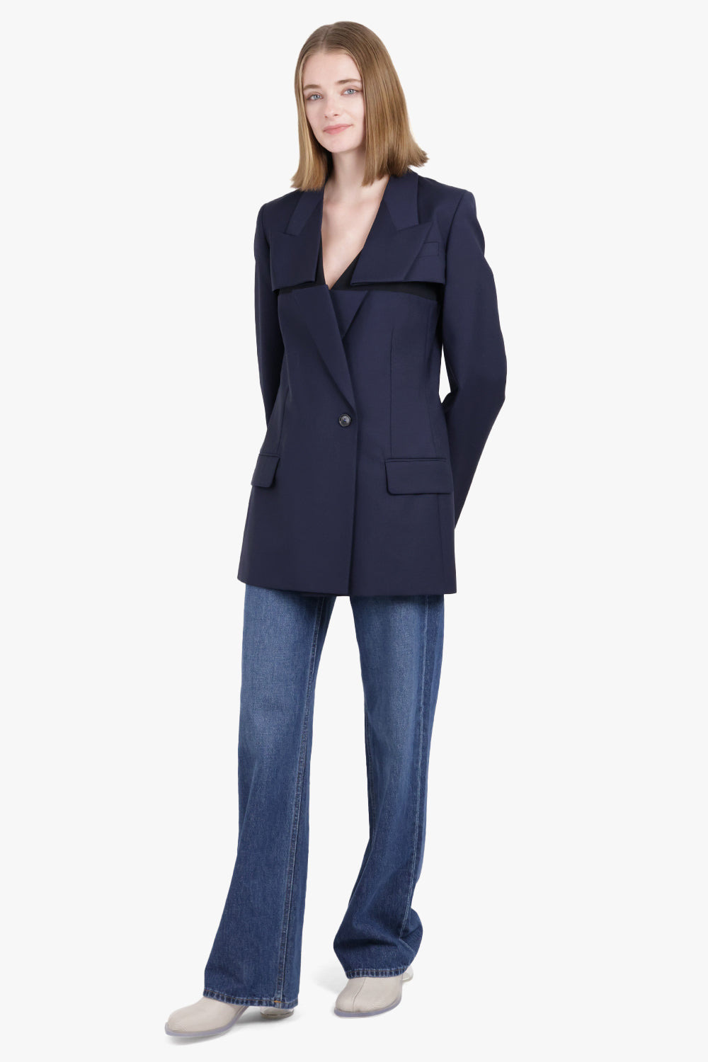 DECONSTRUCTED TAILORED BLAZER NAVY - 3