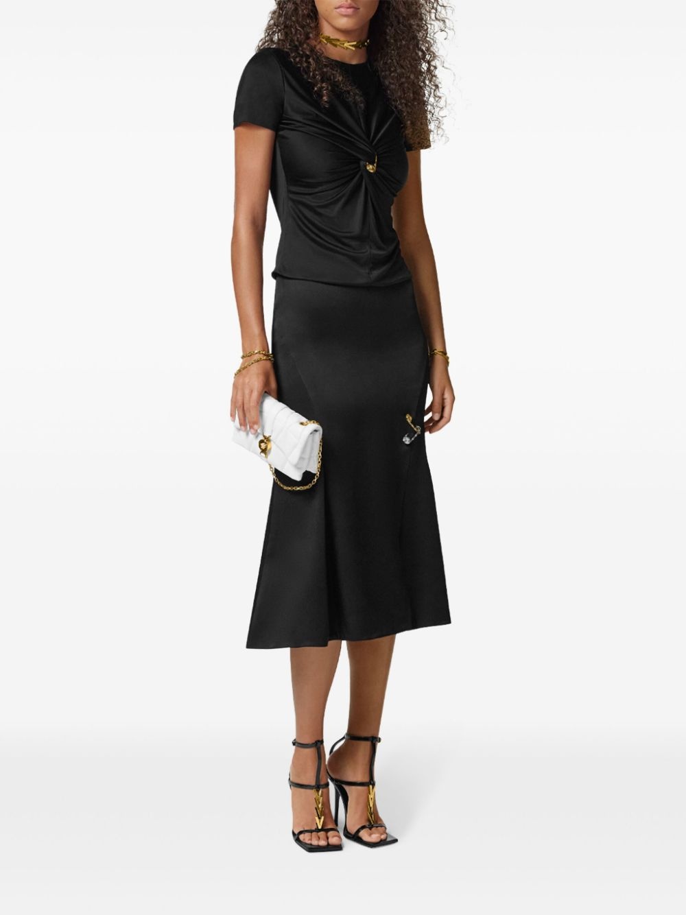 Medusa Safety Pin-detail midi skirt - 2