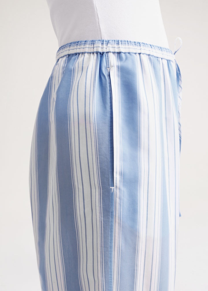 Press-creased drawstring trousers cornflower stripe - 5