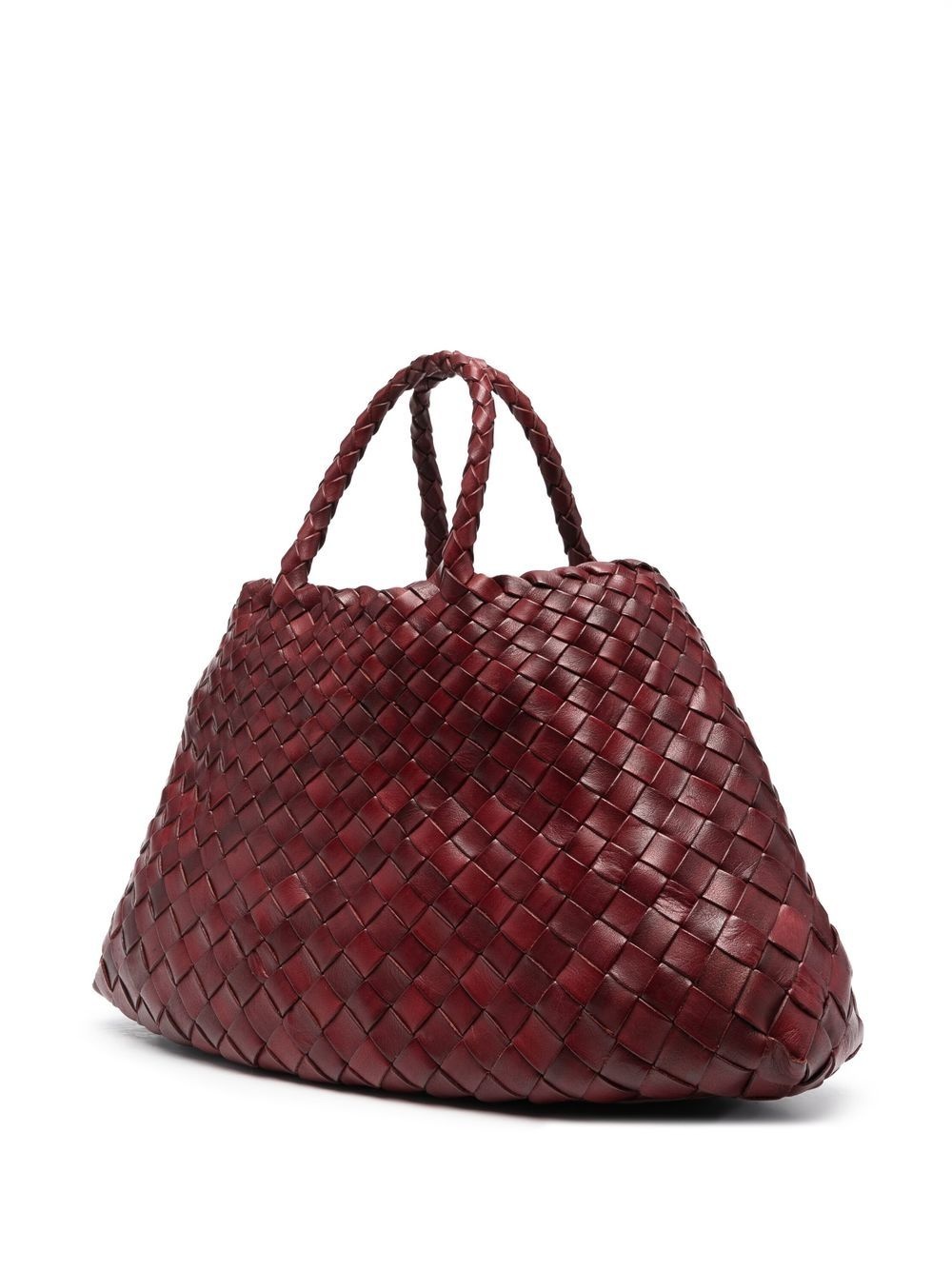 woven leather shoulder bag - 3