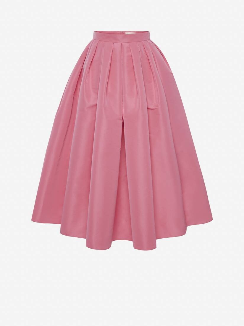 Women's Gathered Midi Skirt in Sugar Pink - 1