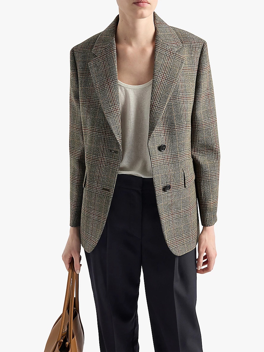 Single-breasted Prince of Wales checked wool jacket - 3