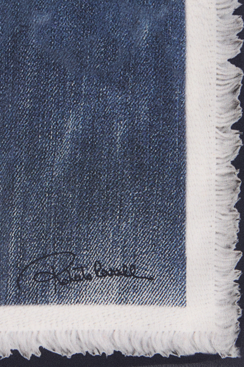 Roberto Cavalli Silk Scarf with Denim Patchwork Print outlook
