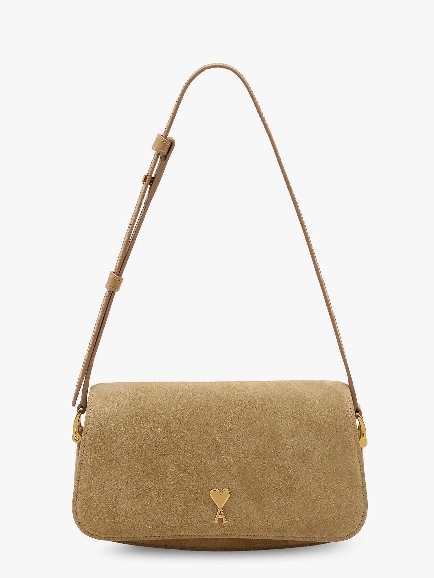 Suede Shoulder Bag With Logo On The Front - 1