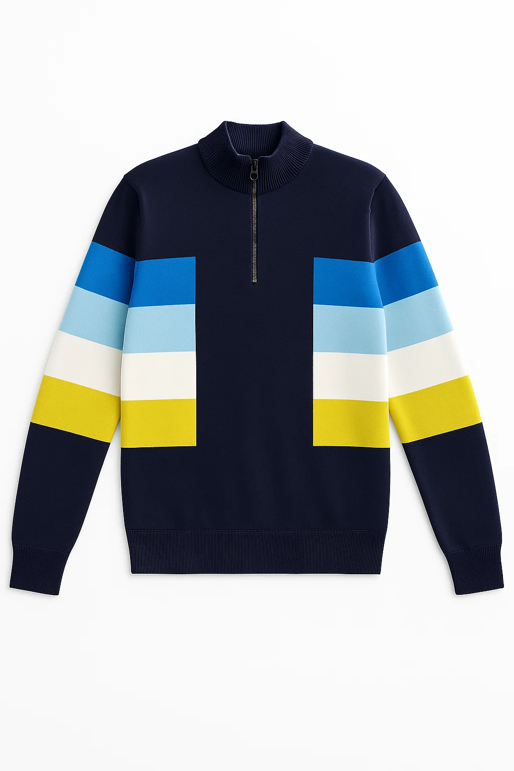 BARCARES - Quarter Zip Knit Cardigan for Men | 100% Wool - 1