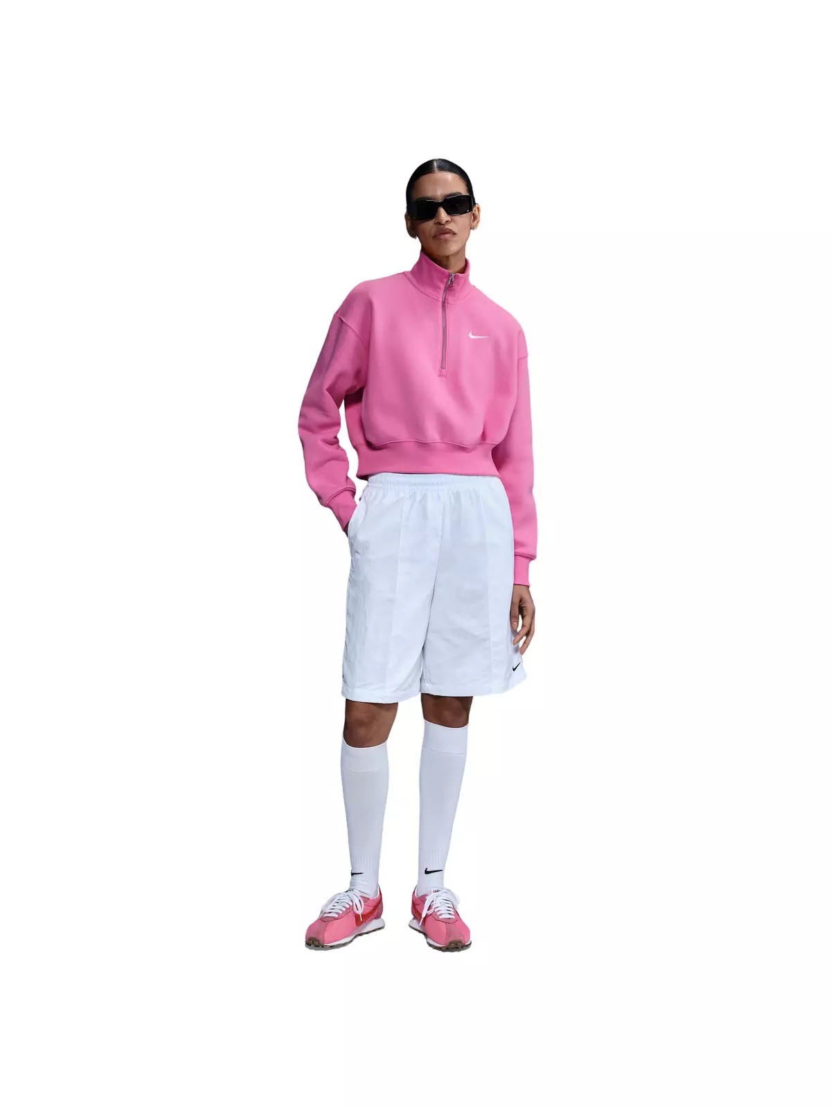 Women's Sportswear Phoenix Fleece 1/4-Zip Cropped Sweatshirt -Pink - 4