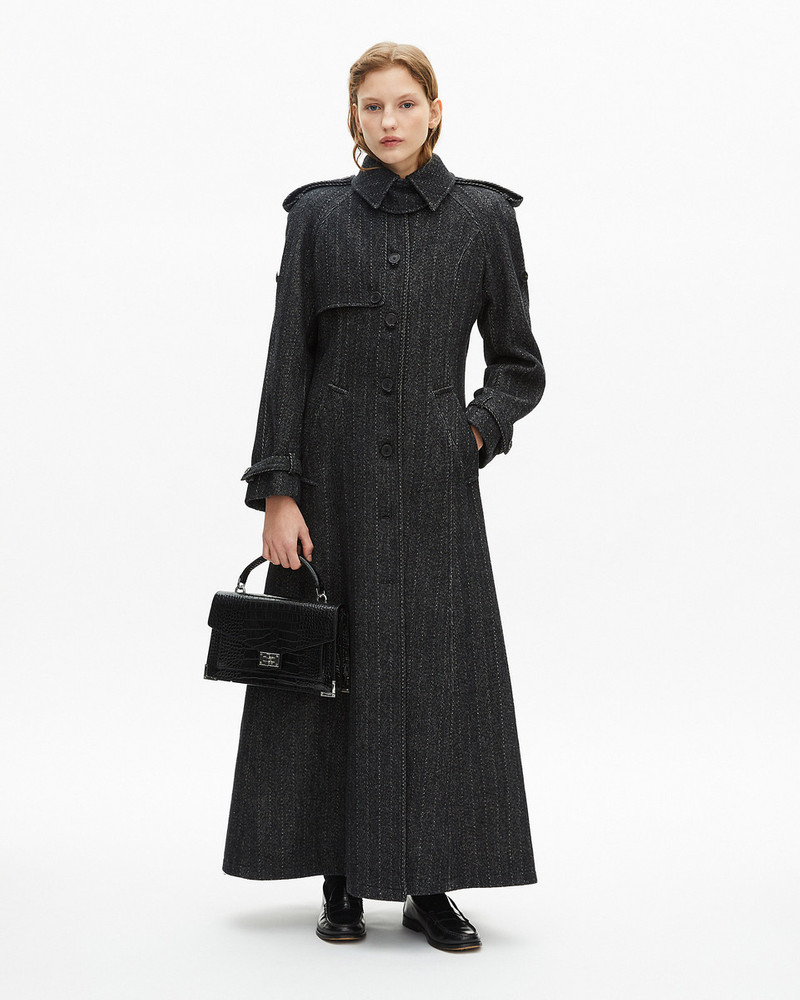 LONG DARK GRAY WOOL COAT 6