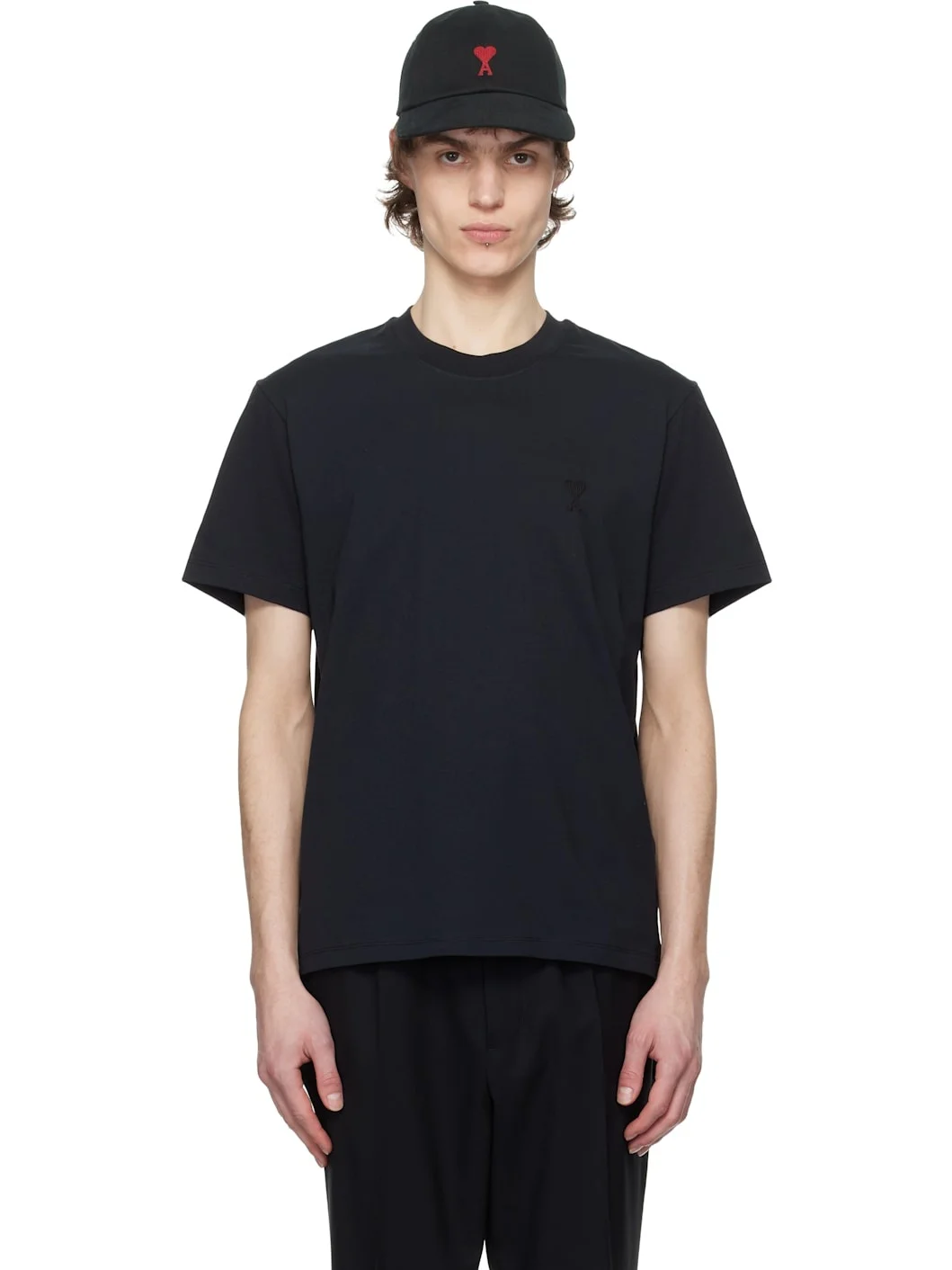 Black Cotton Ami de Coeur T-shirt - 1