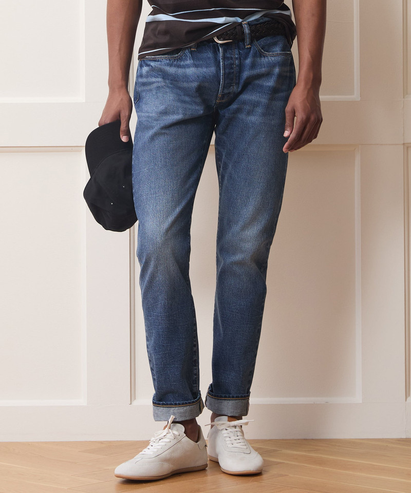TODD SNYDER Slim Selvedge Jean in Dark Indigo outlook