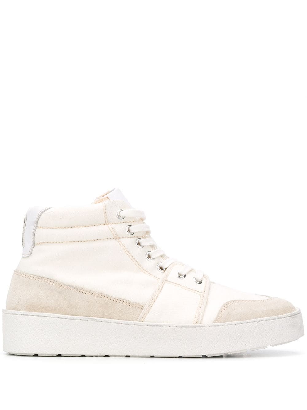 high top leather-trimmed sneakers - 1