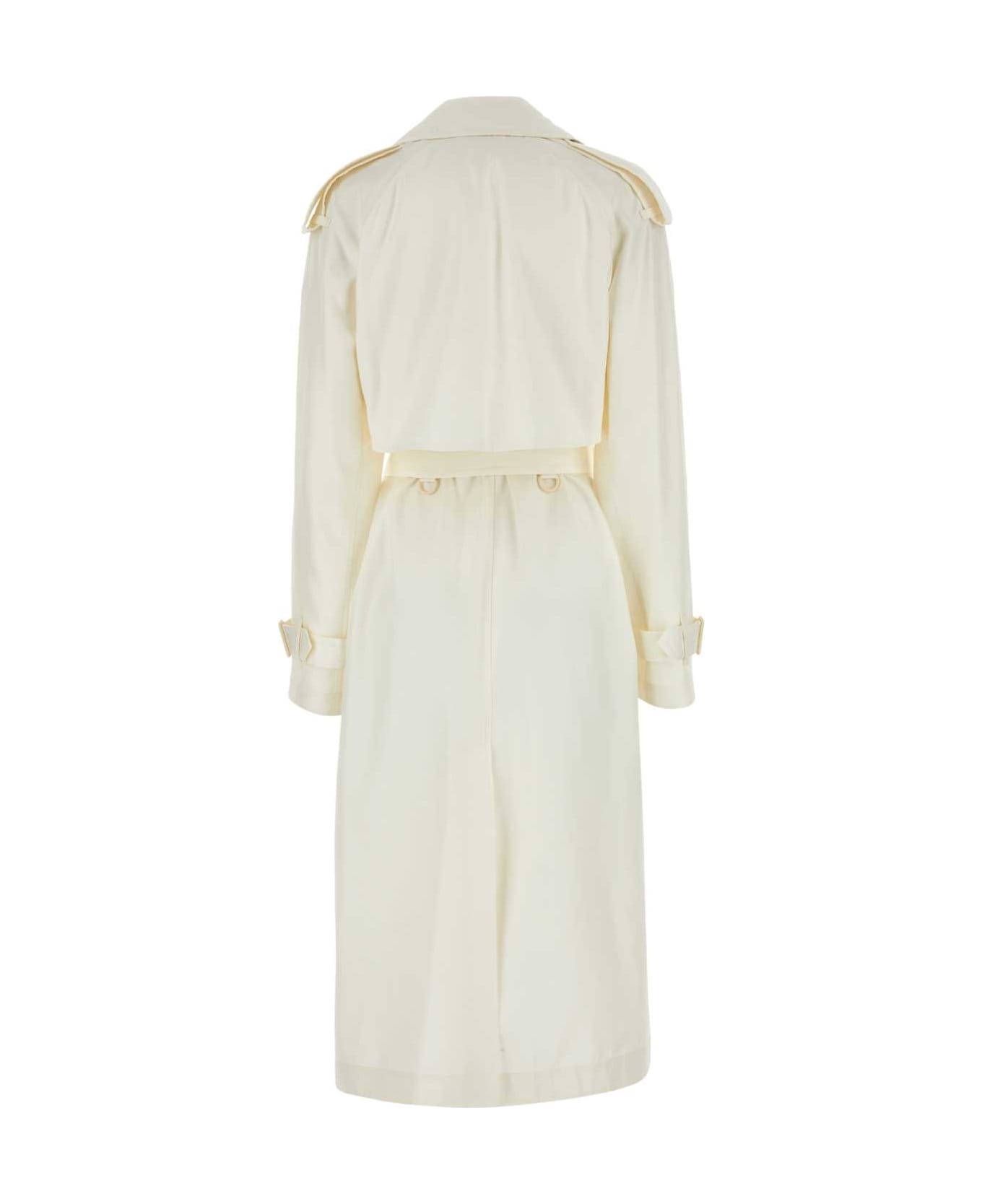 Ivory Silk Trench Coat - 2