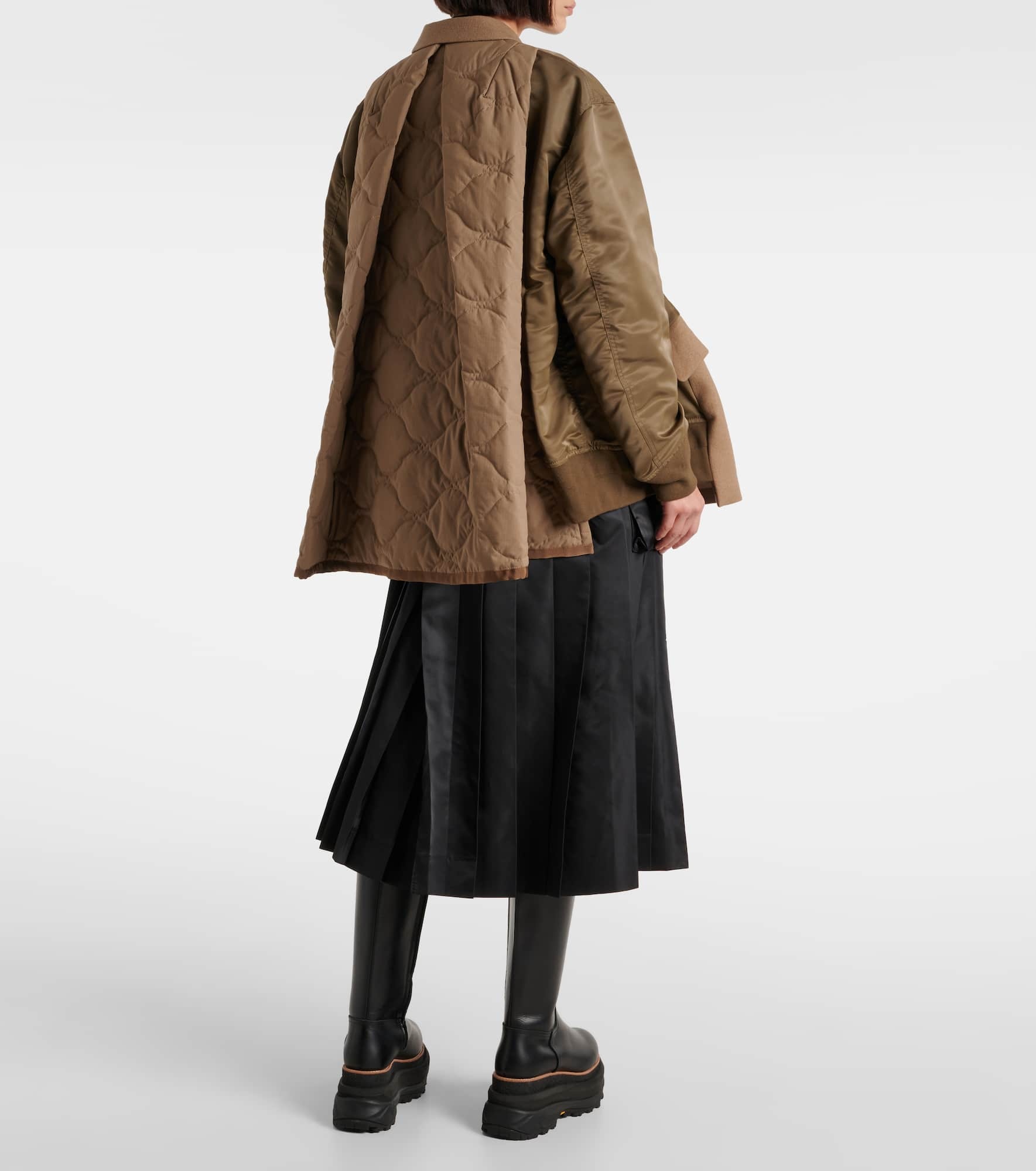 Double-breasted wool and technical coat - 3