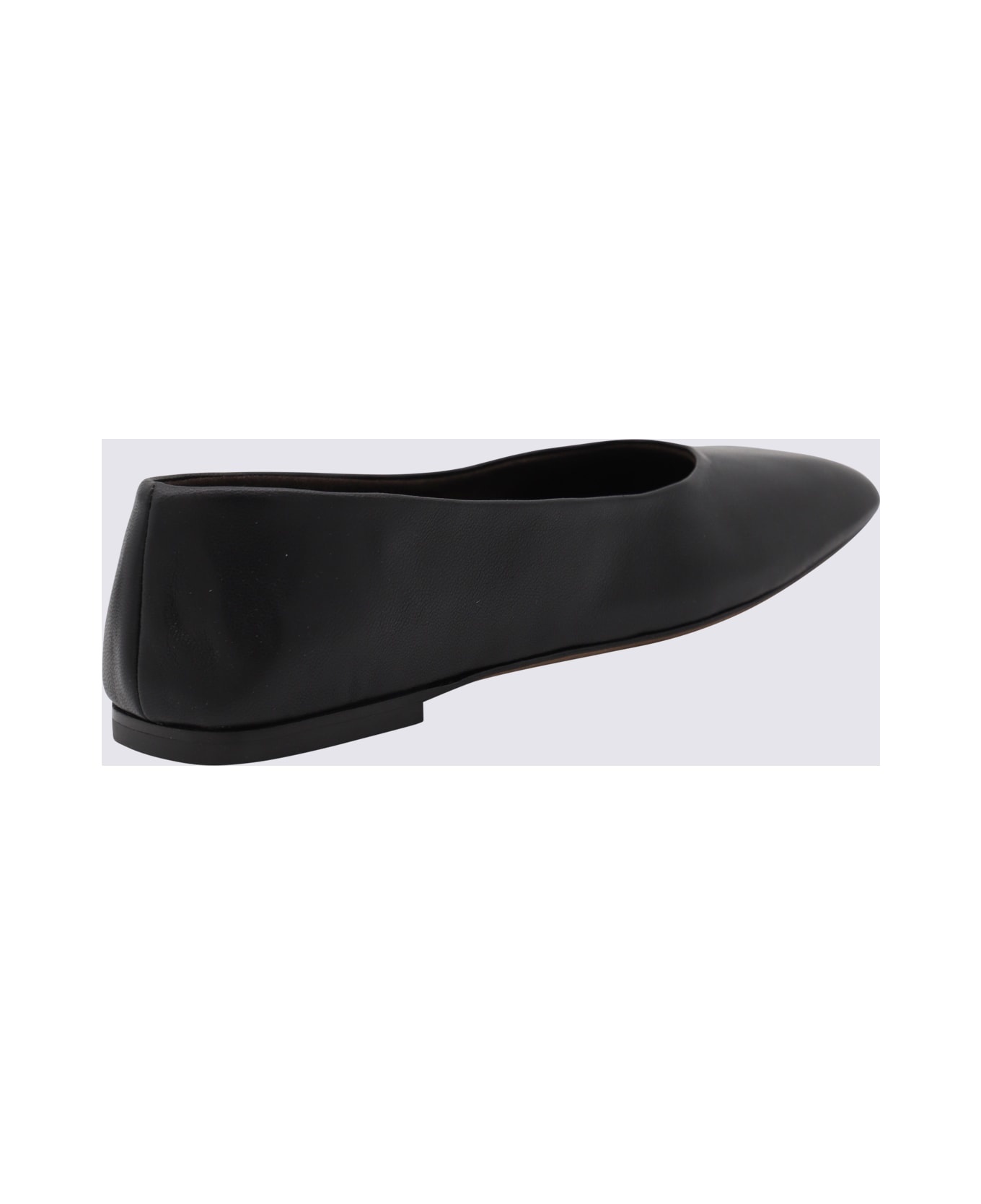 Black Leather Ballerina Shoes - 2