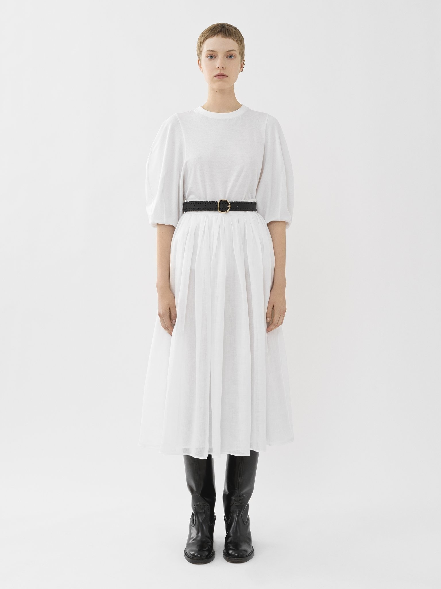 GATHERED MID-LENGTH SKIRT - 2
