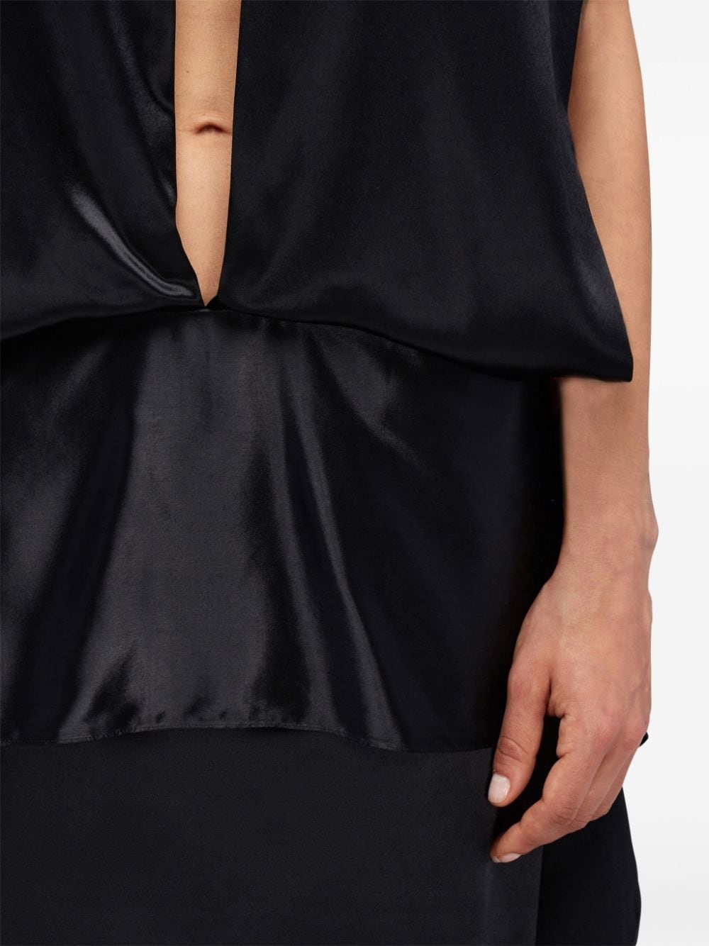 satin-weave slit-detail evening dress - 5