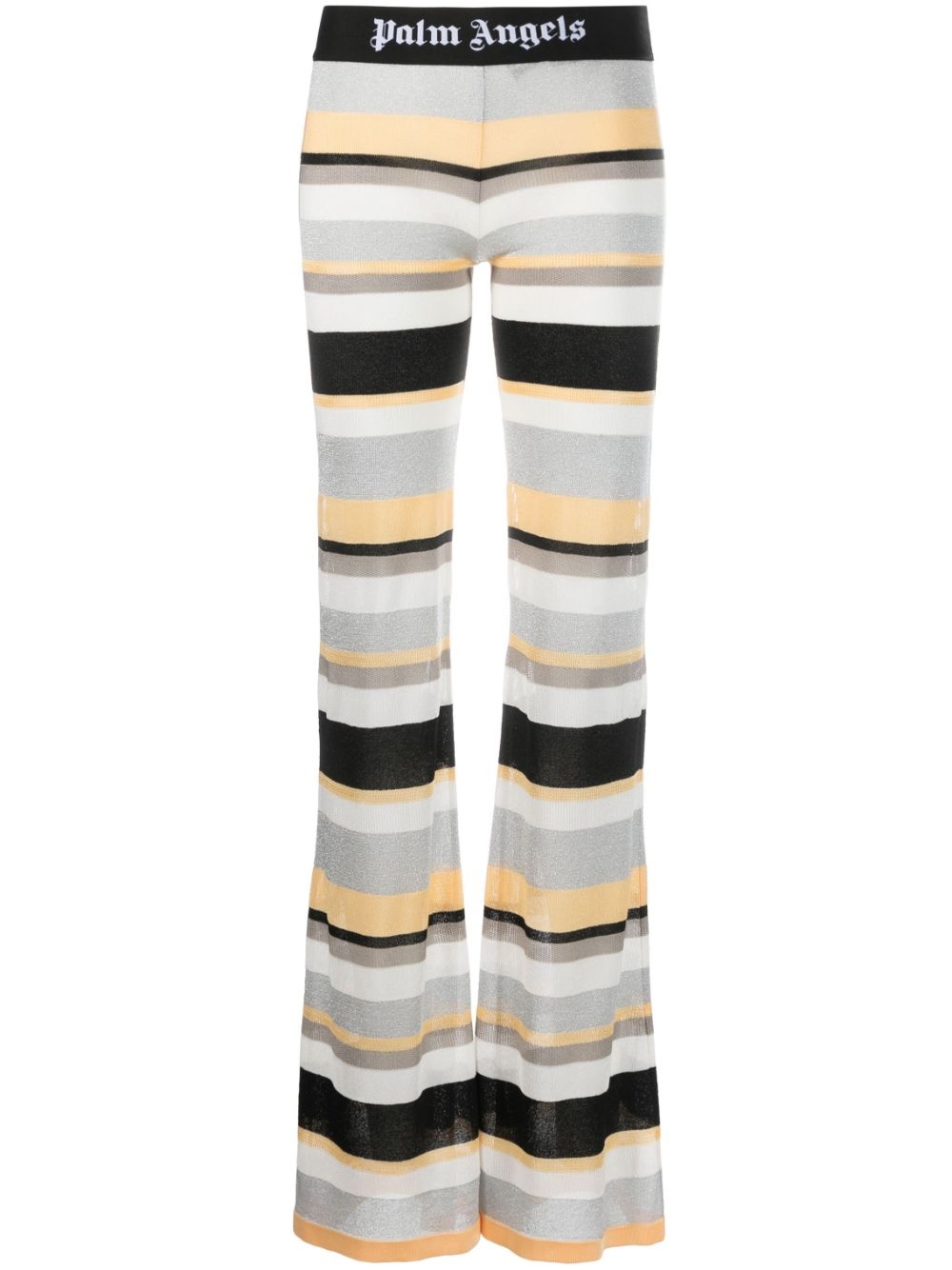 striped lurex-knit trousers - 1
