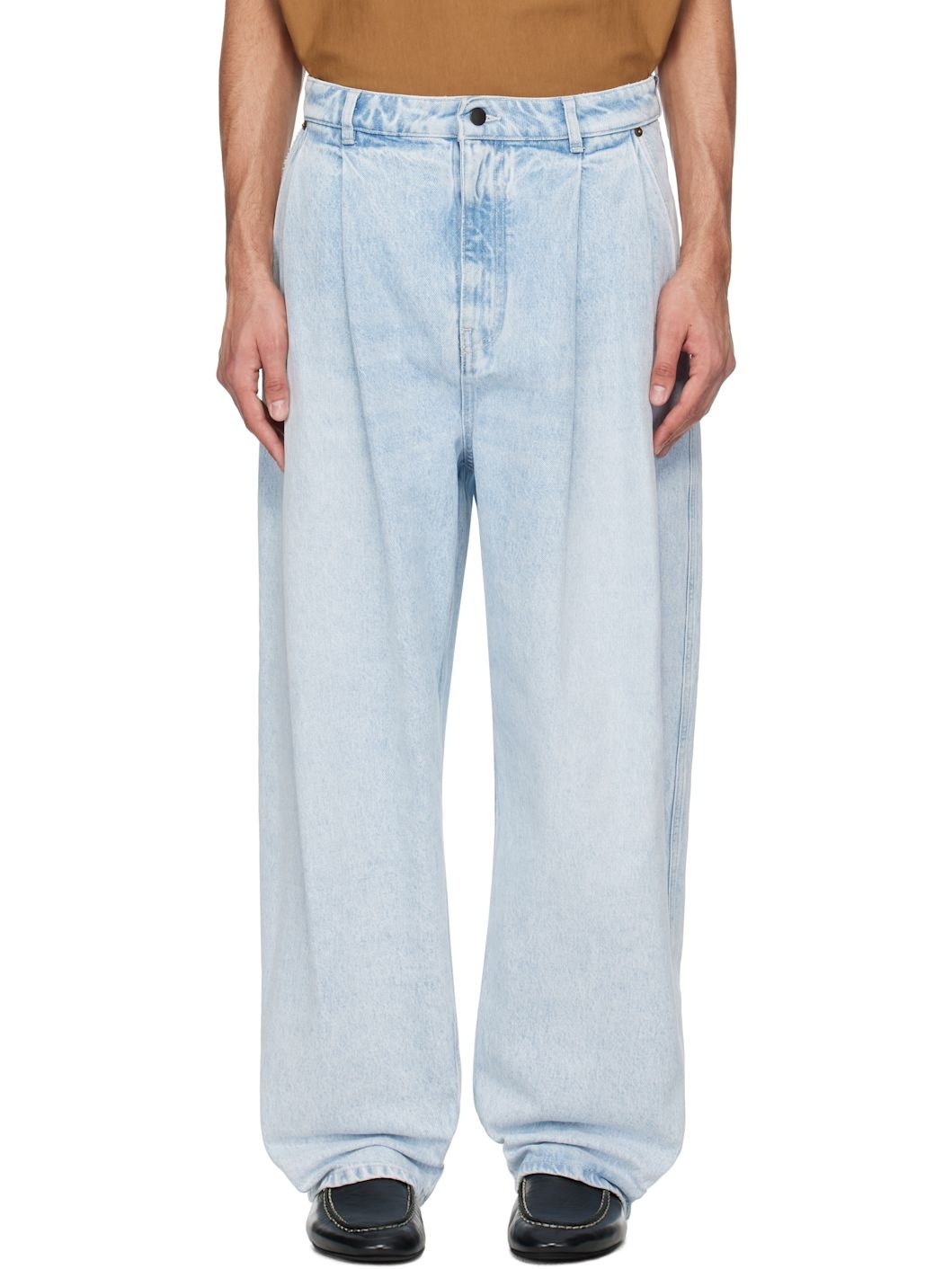 Blue Pleated Jeans - 1
