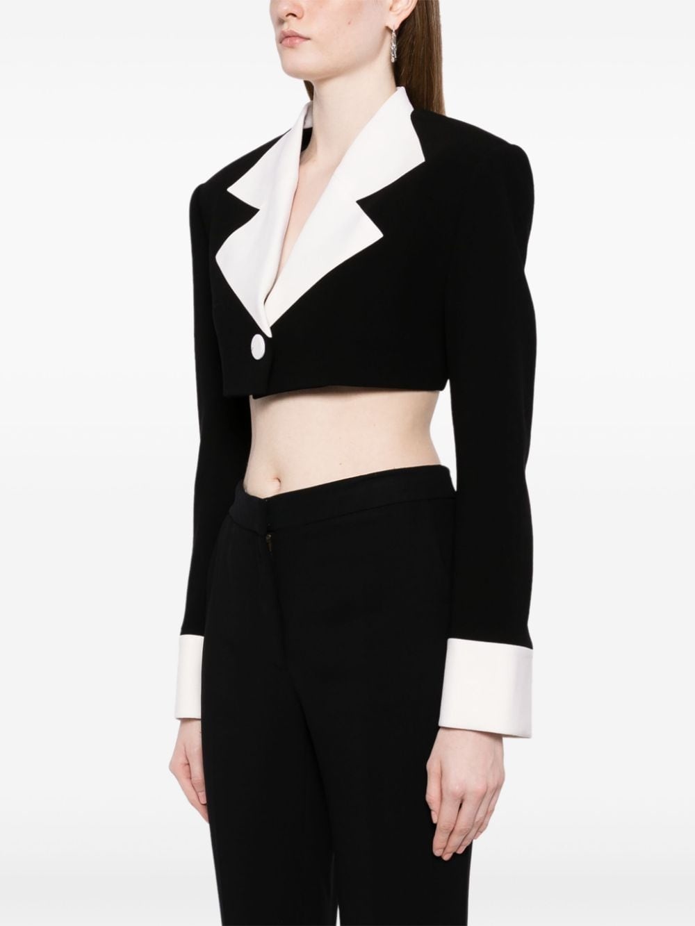 two-tone cropped jacket - 3