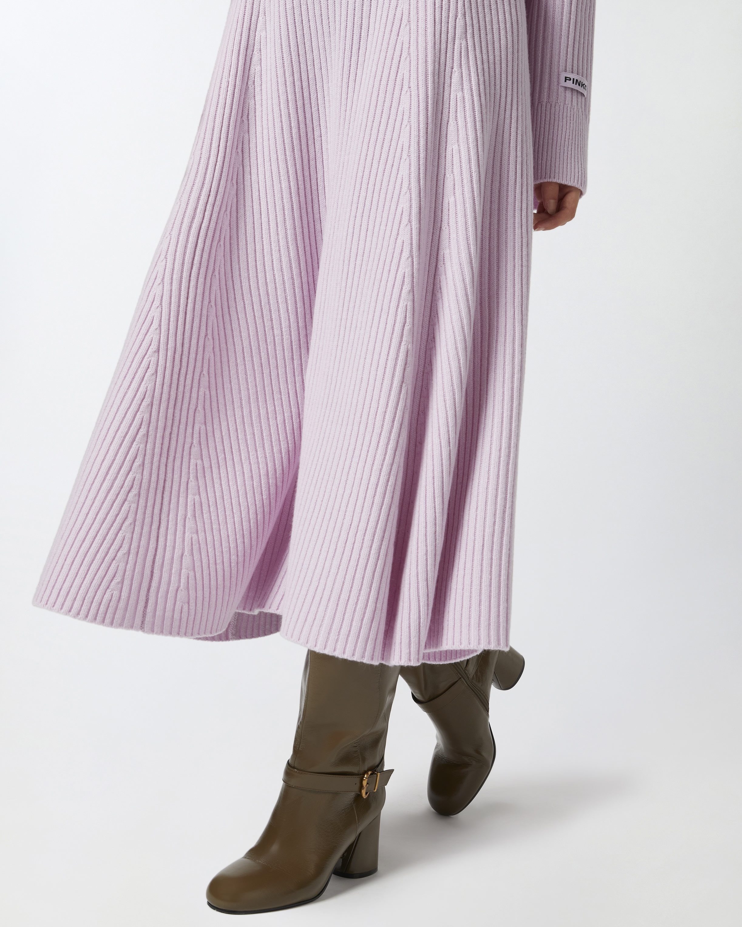 FLARED CASHMERE-BLEND RIBBED KNIT SKIRT - 5
