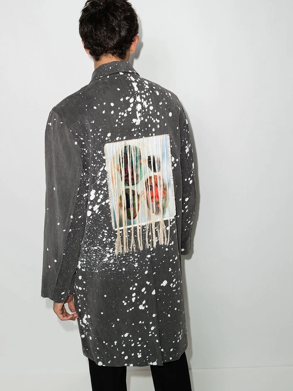 paint-splatter single-breasted jacket - 3