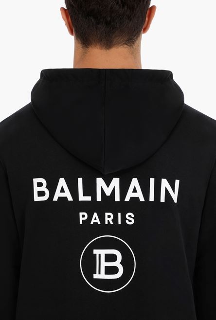 Black cotton sweatshirt with white Balmain Paris logo - 5