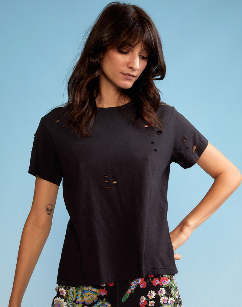 CYNTHIA ROWLEY Distressed Tee outlook