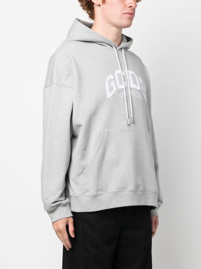 GCDS logo-patch jersey cotton hoodie outlook