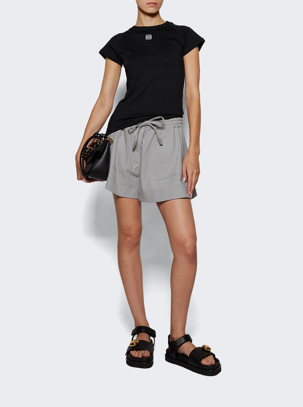 Cotton Twill Shorts Light Grey - 5