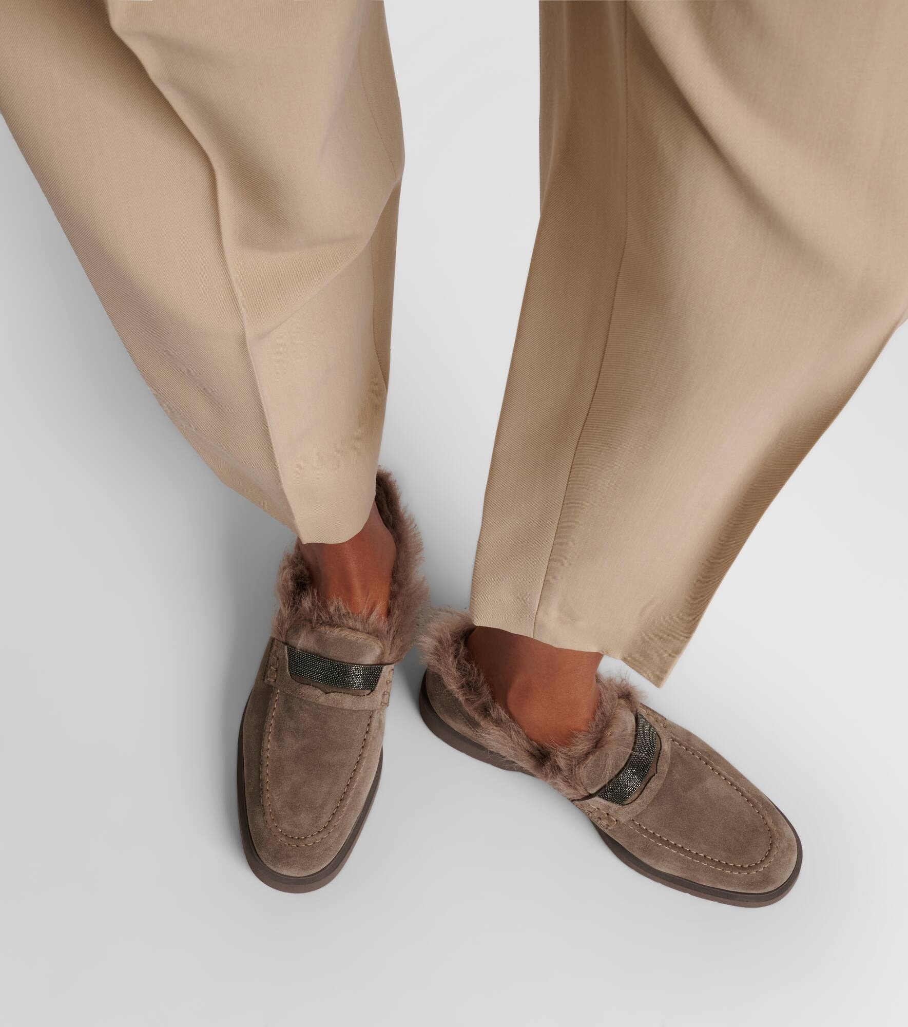Monili shearling-lined suede loafers - 7