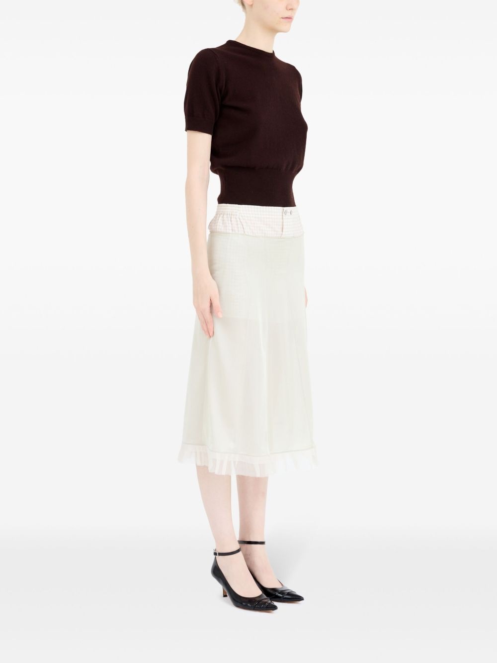 checked midi skirt - 3