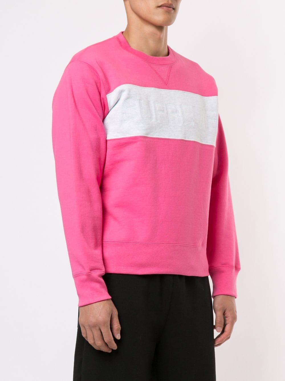 Zig Zag Stitch Panel crew neck sweatshirt - 3