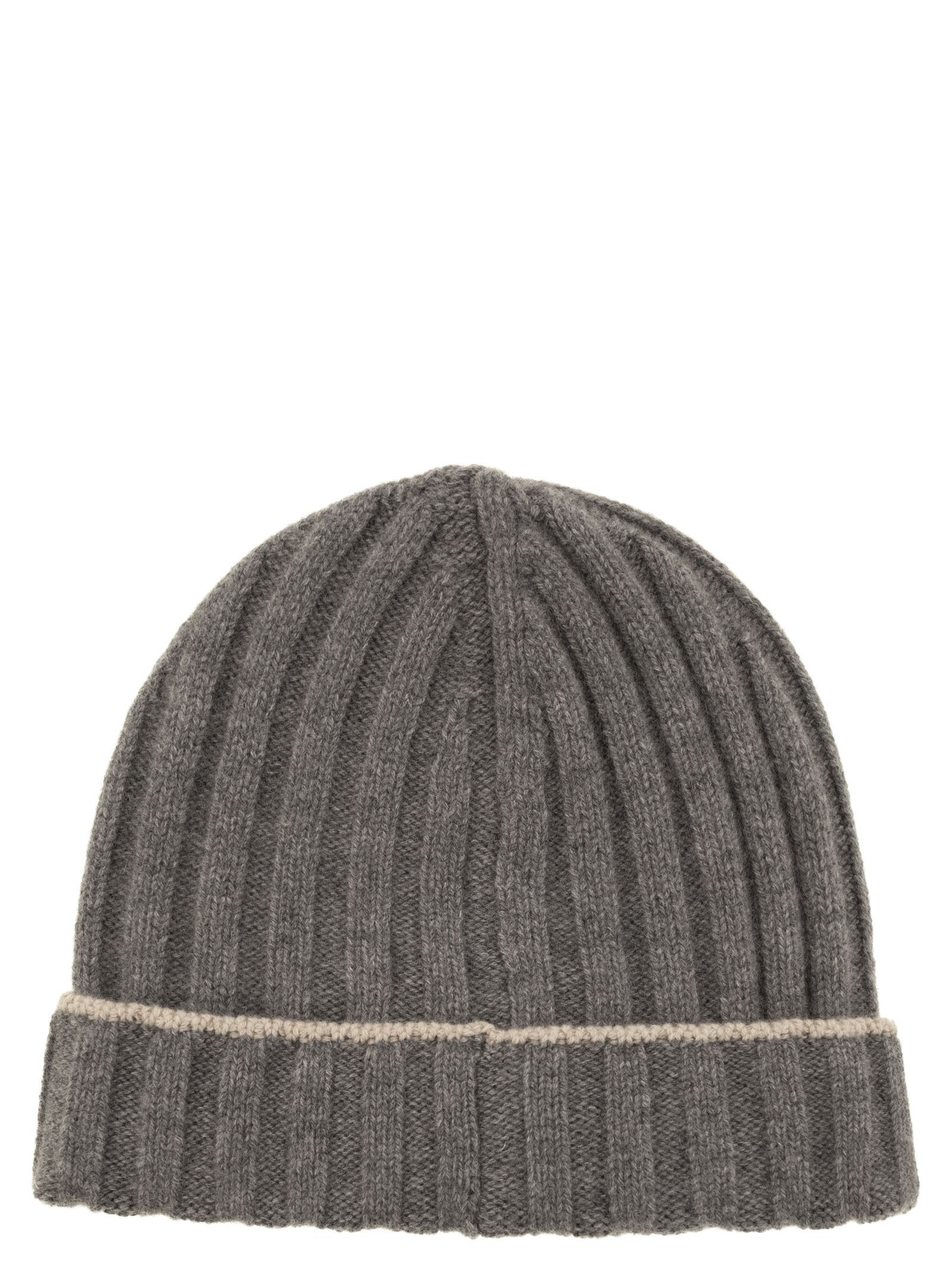 Brunello Cucinelli Men English Rib Cashmere Knit Beanie - 2