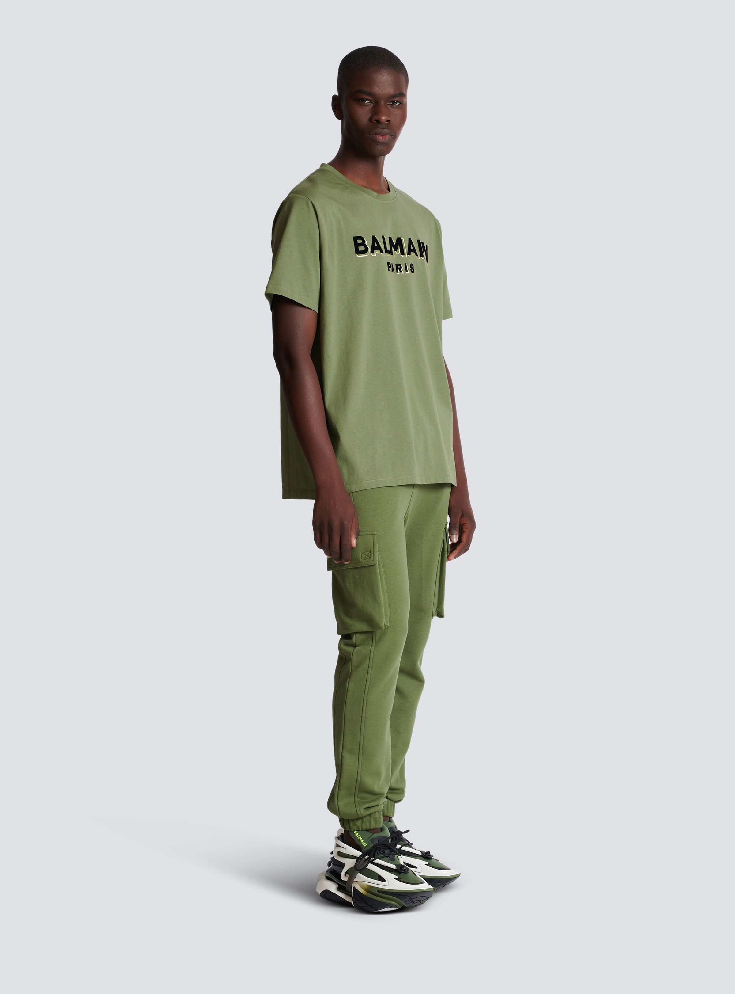 T-shirt with flocked Balmain Paris logo - 3