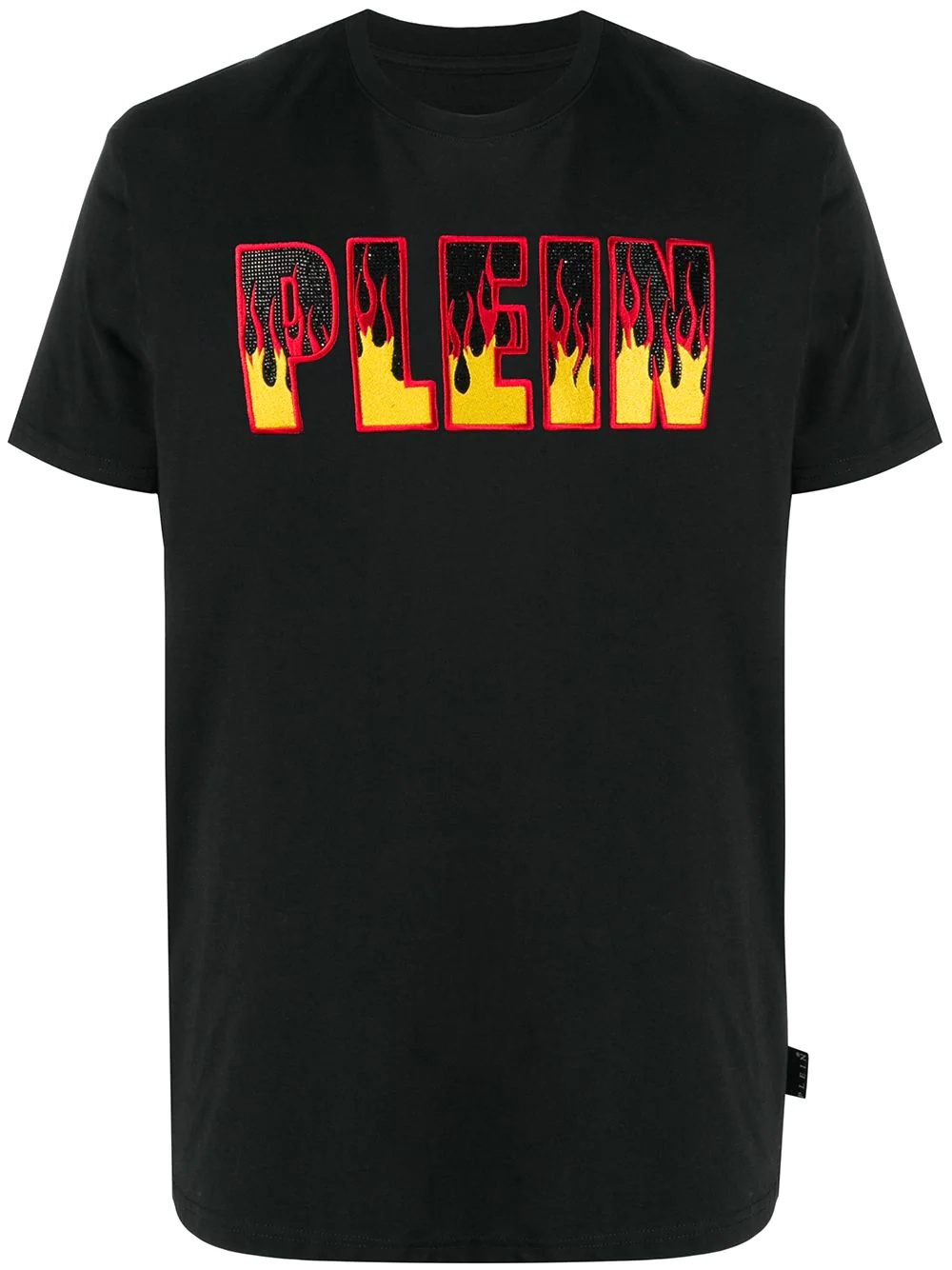 Flame logo-embroidered cotton T-shirt - 1