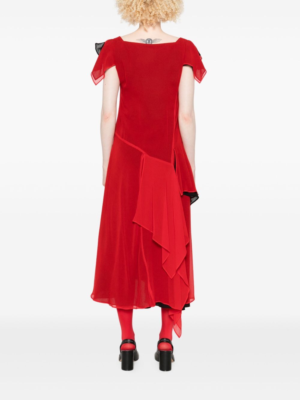 square-neck draped dress - 4