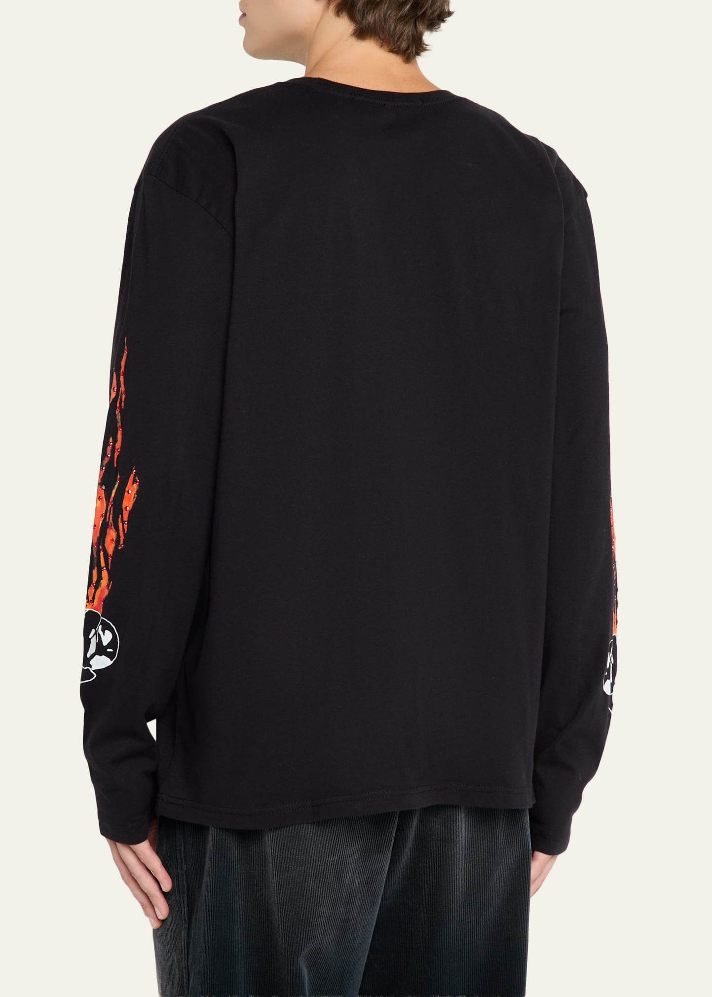 Men's Crystal Flame and Skull Long-Sleeve T-Shirt - 3