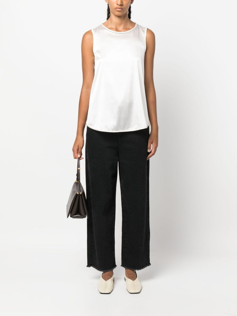 PESERICO bead-embellished silk satin sleeveless top outlook