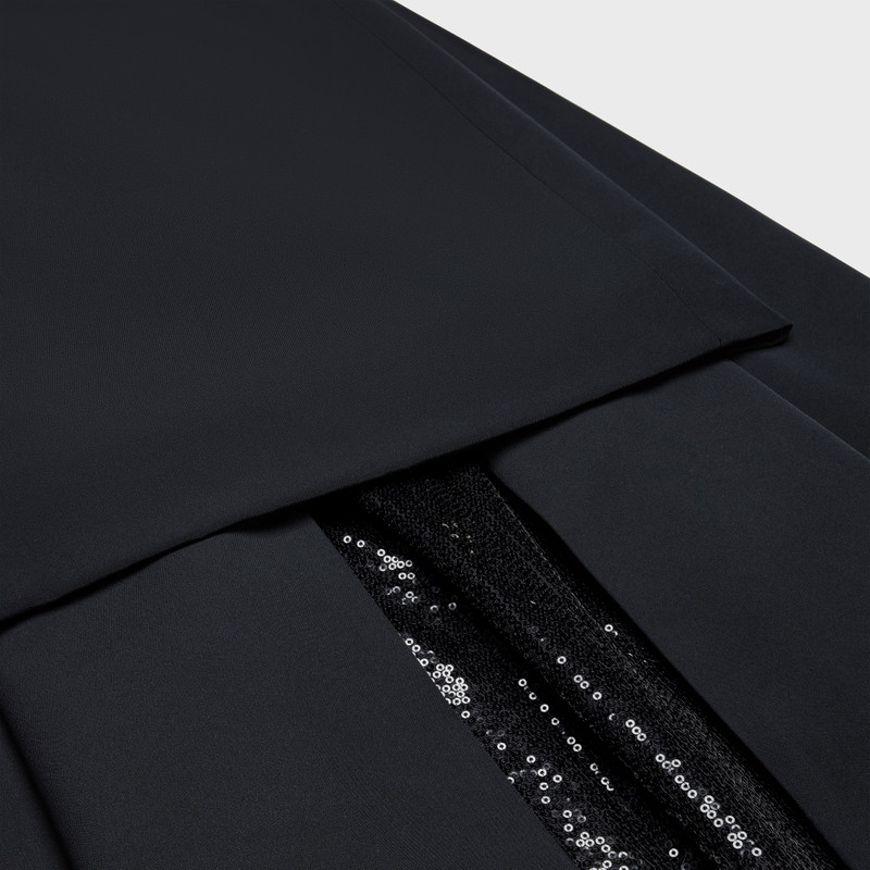 BUSTIER DRESS WITH EMBROIDERED CAPE IN SILK CADY 3