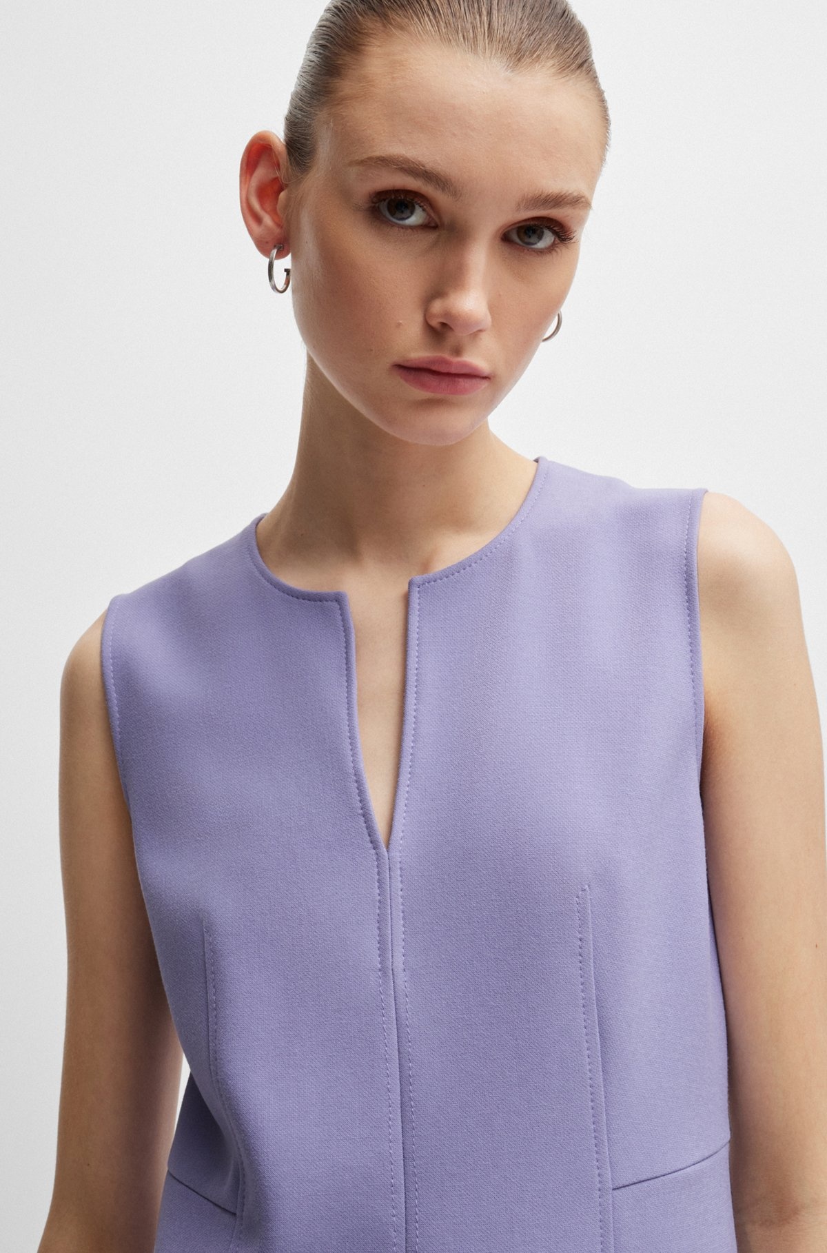 SLEEVELESS DRESS WITH NOTCH NECKLINE - 5