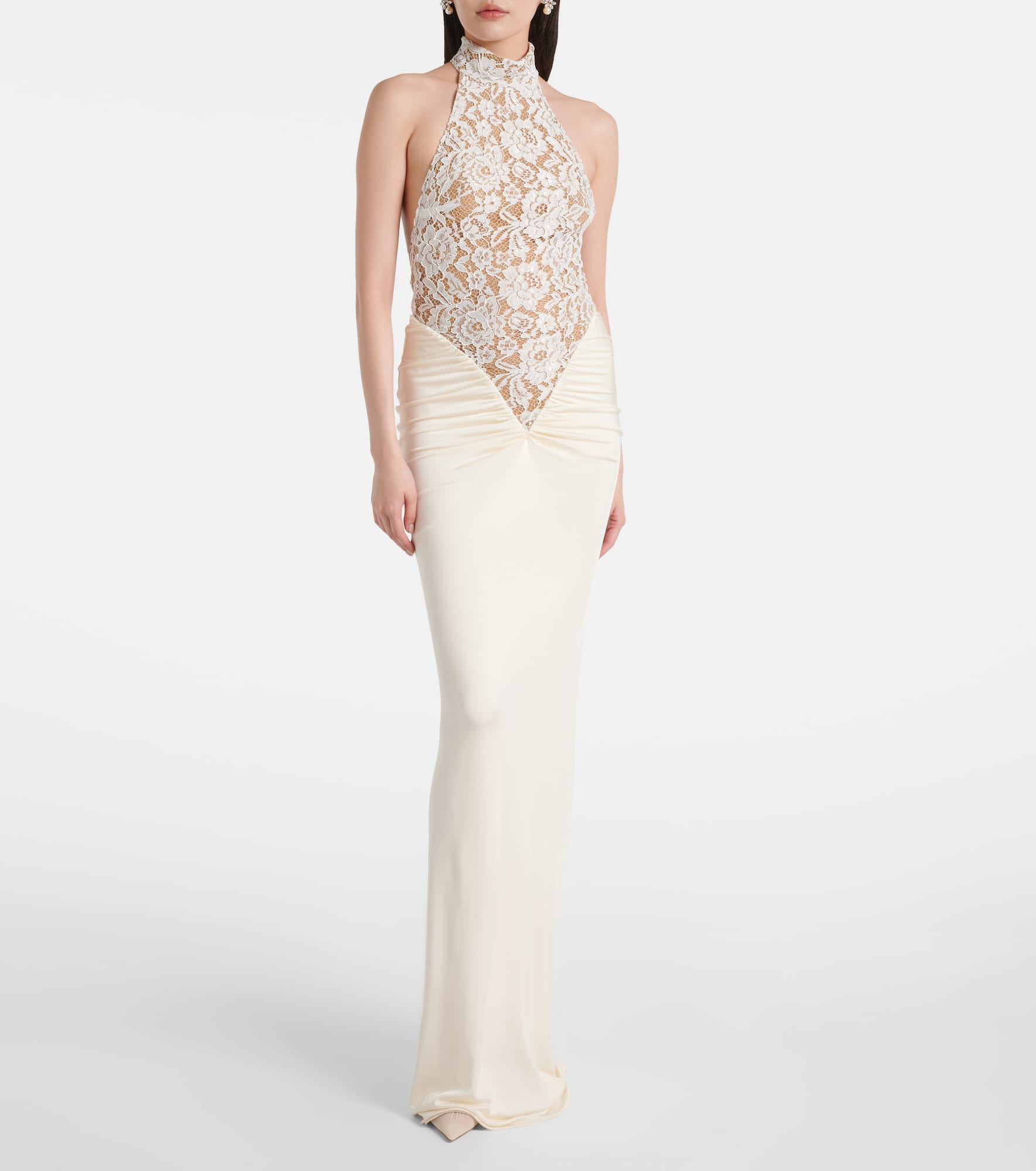Cass embroidered ruched halterneck gown - 2